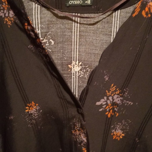 Oysho Oversized Floral Blouse 100% Viscose New, Dark Purple