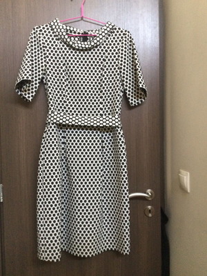 Dress midi polka dot like new, size M, black and white
