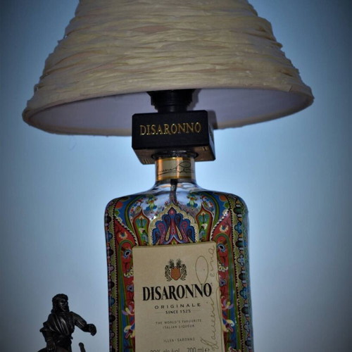 Disaronno collectible bottle like new, converted into table lamp
