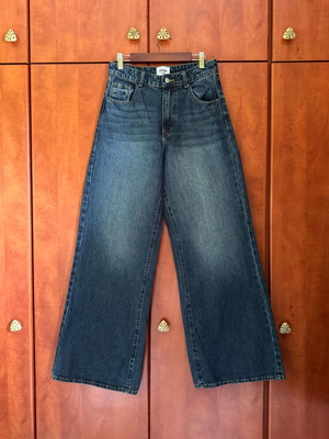 Bella x About You dark blue wide leg jeans