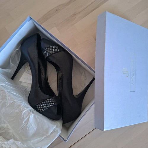 Bournazos black peep-toe pumps size 40 like new with Swarovski