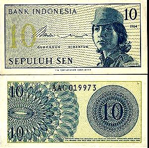 INDONESIA 10 SEN 1964 P 92 UNC