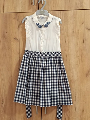 Mayoral dress for girl 9 years new, white and blue
