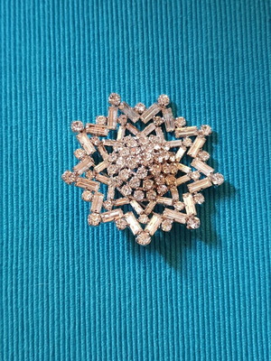 Vintage brooch Western Germany like new, silver with crystals