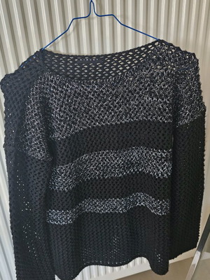 Sisley black and silver mesh sweater XS like new