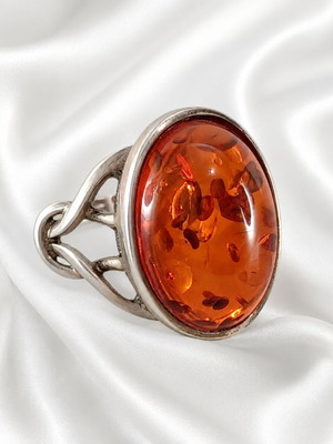 Handmade Gianniotiko ring 925 silver and Baltic amber new