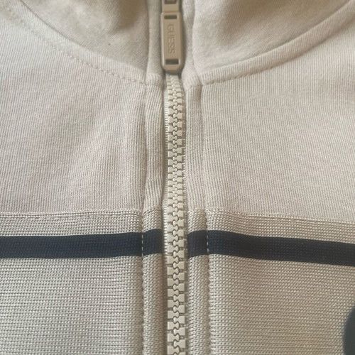 Guess men's zip-up sweatshirt XL used, beige and black