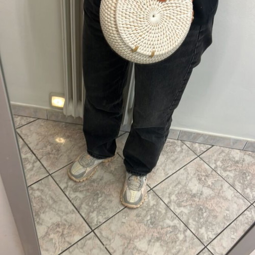 Handmade shoulder bag like new, white and beige