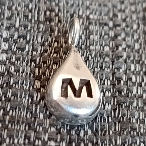 Silver handmade drop pendant with monogram, solid 950