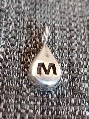 Silver handmade drop pendant with monogram, solid 950