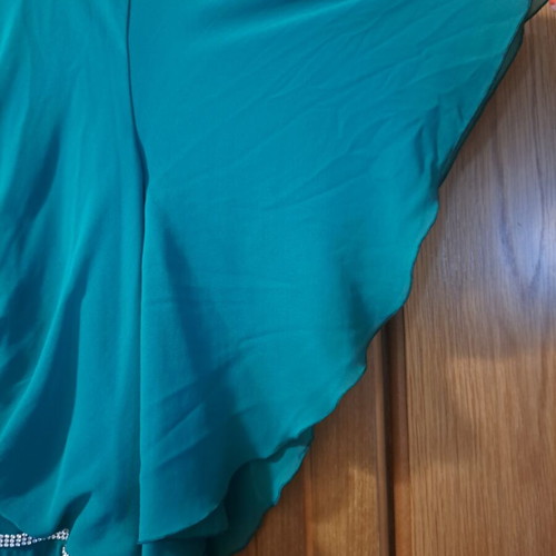 Happy Sizes green plus size jumpsuit with ruffle and rhinestones