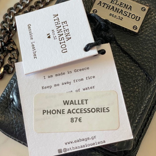 Elena Athanasiou crossbody wallet phone case like new, black leather