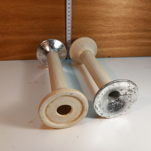 Candlesticks set of two, acrylic with silver aged finish, like new