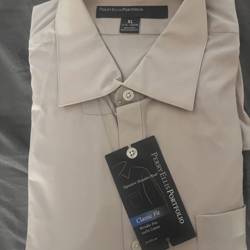 Perry Ellis Portfolio men's dress shirt Classic Fit XL, beige