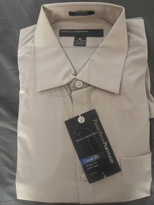 Perry Ellis Portfolio men's dress shirt Classic Fit XL, beige