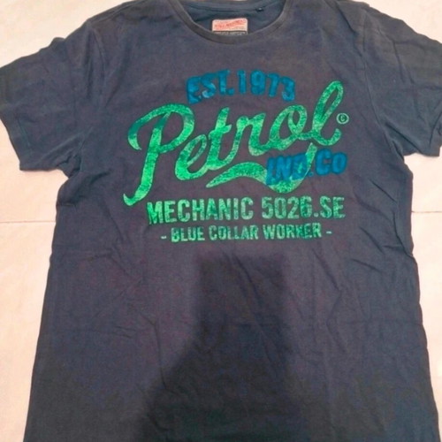 Petrol Industries men's T-shirt size S, dark charcoal with blue-green logo