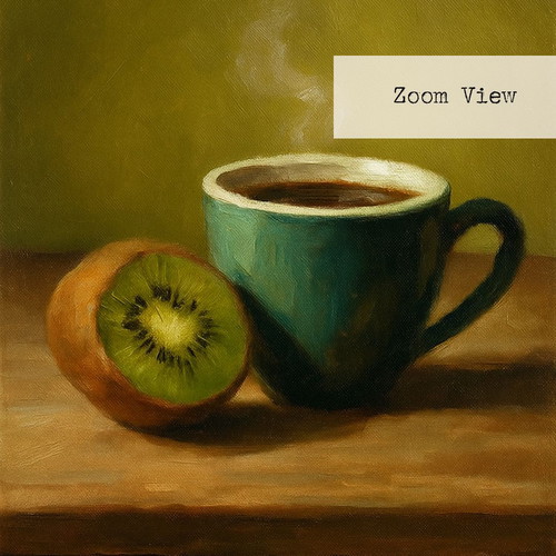 Framed Coffee and Kiwi Still Life Print 13x18 cm new