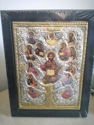 Christ and 12 Apostles image new, made of precious metals