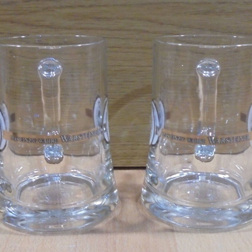 Warsteiner beer two promotional glass mugs 300ml like new