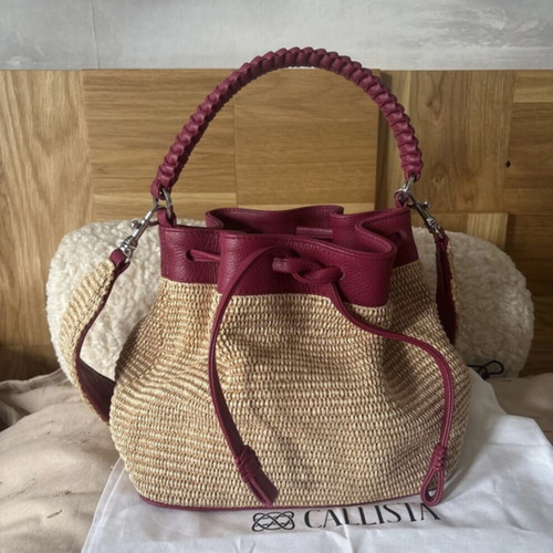 Callista raffia and leather hand bag new with red details