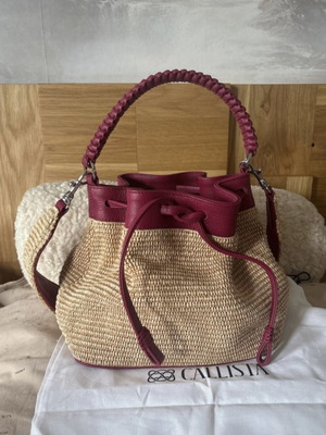 Callista raffia and leather hand bag new with red details
