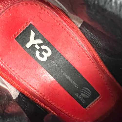 Y-3 Yoshi Yamamoto x adidas leather trainers used, size 38, black and red