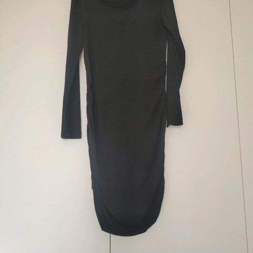 Y.A.S midi black lycra dress medium with side ruching in excellent condition