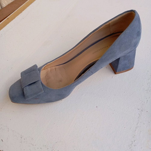 Zara kitten heels used, blue pumps with bow