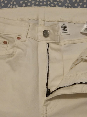 H&M White Straight High Waist Ankle Length Denim Jeans New Size XL