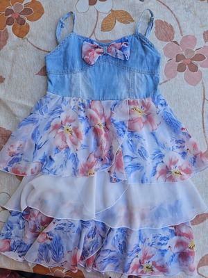 Denim floral dress for girl 10 years old, used