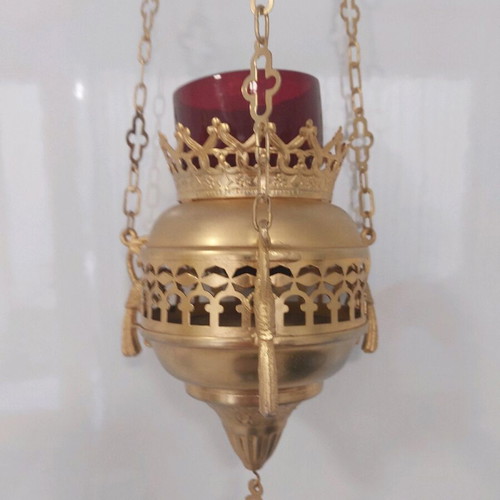 Silver-plated lamp used like new with 50 cm chain and 22 cm lamp hooks