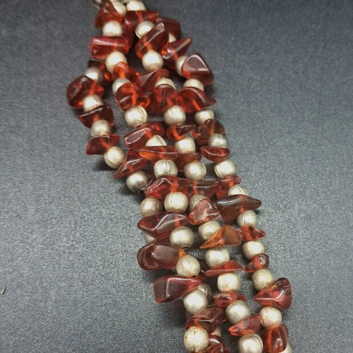 Vintage Ethnic Statement Necklace with Natural Carnelian Agate, used