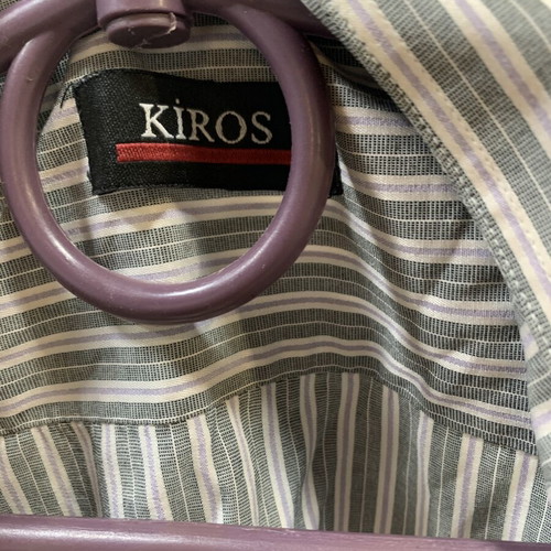 Kiros men's striped shirt like new, size XL, white and gray