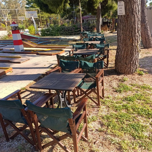 Τραπεζοκαθίσματα μεταχειρισμένα, σετ από πολυθρόνες μπαμπού, αλουμινίου, πλαστικές καρέκλες και τραπέζια