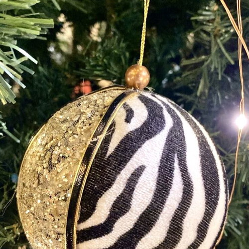 Fabric ball animal print new, black and white
