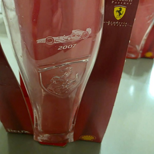 Set of 5 large collectible Ferrari and Athens 2004 glasses