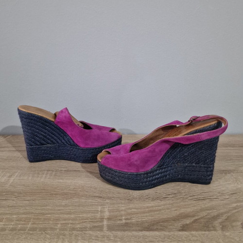 Gaimo purple leather and suede wedge espadrilles sandals size 38 like new