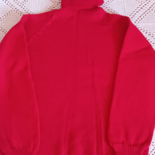 Turtleneck Sweater new, 100% wool, red, seamless French knit