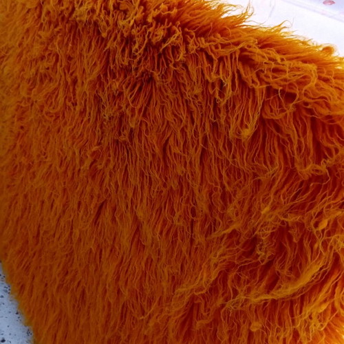 Large wool flokati rug 2.40x2.20 m, bright orange