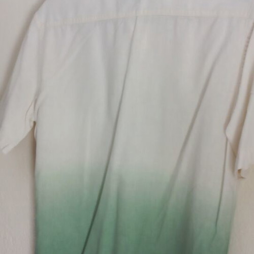Sfera short-sleeve men's shirt small like new, cotton-linen, white-green