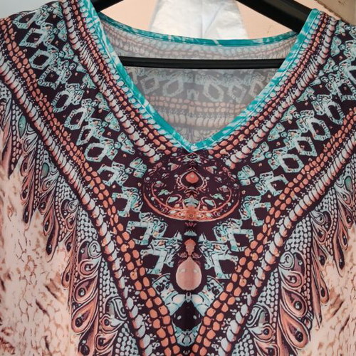 Kaftan new, size L, beige and turquoise