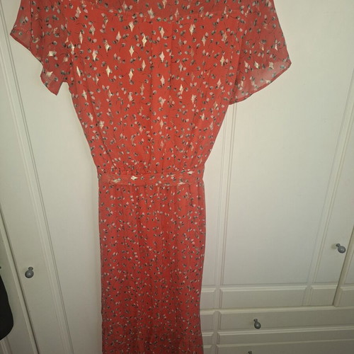 Maxi dress short-sleeved with belt like new, orange, size S