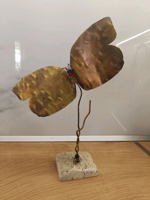Decorative sculpture made of hammered metal like new