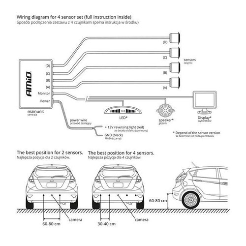 Amio 01565 PDC parking sensors with 4 LED 22mm new
