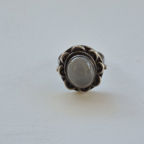 Silver ring with semi-precious stone s925 vintage, grey