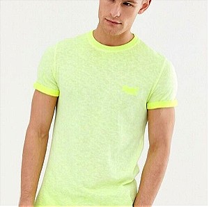 Superdry T Shirt μπλουζακι μπλουζα κοντομανικο  φλουο  κιτρινο  neon XL Ανδρικο