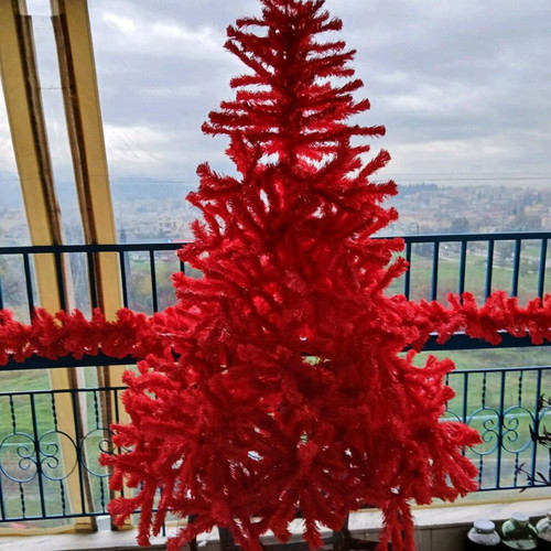Ροζ χριστουγεννιάτικο δέντρο με σετ γιρλάντες σαν καινούργιο