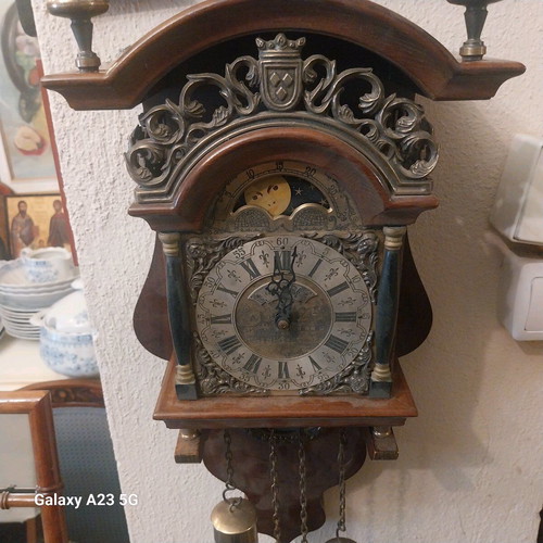 John Warmink Wuba wall clock 1970 used with bronze details