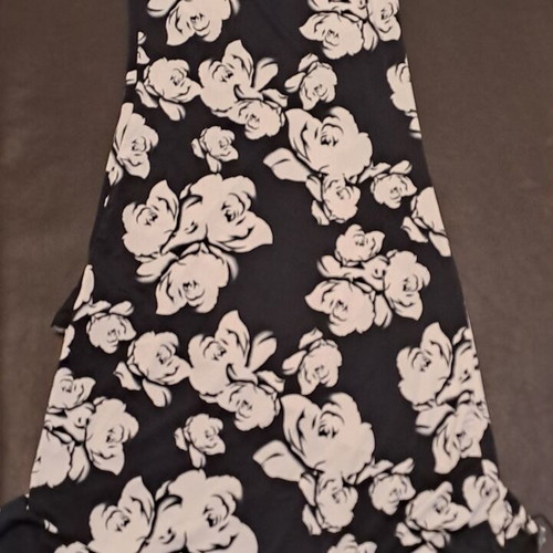Midi dress used, black and white, asymmetrical with ruffles