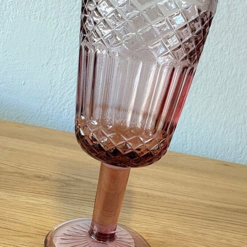 Vintage Pink Wine Glasses Set of 6 300ml Elegant Design